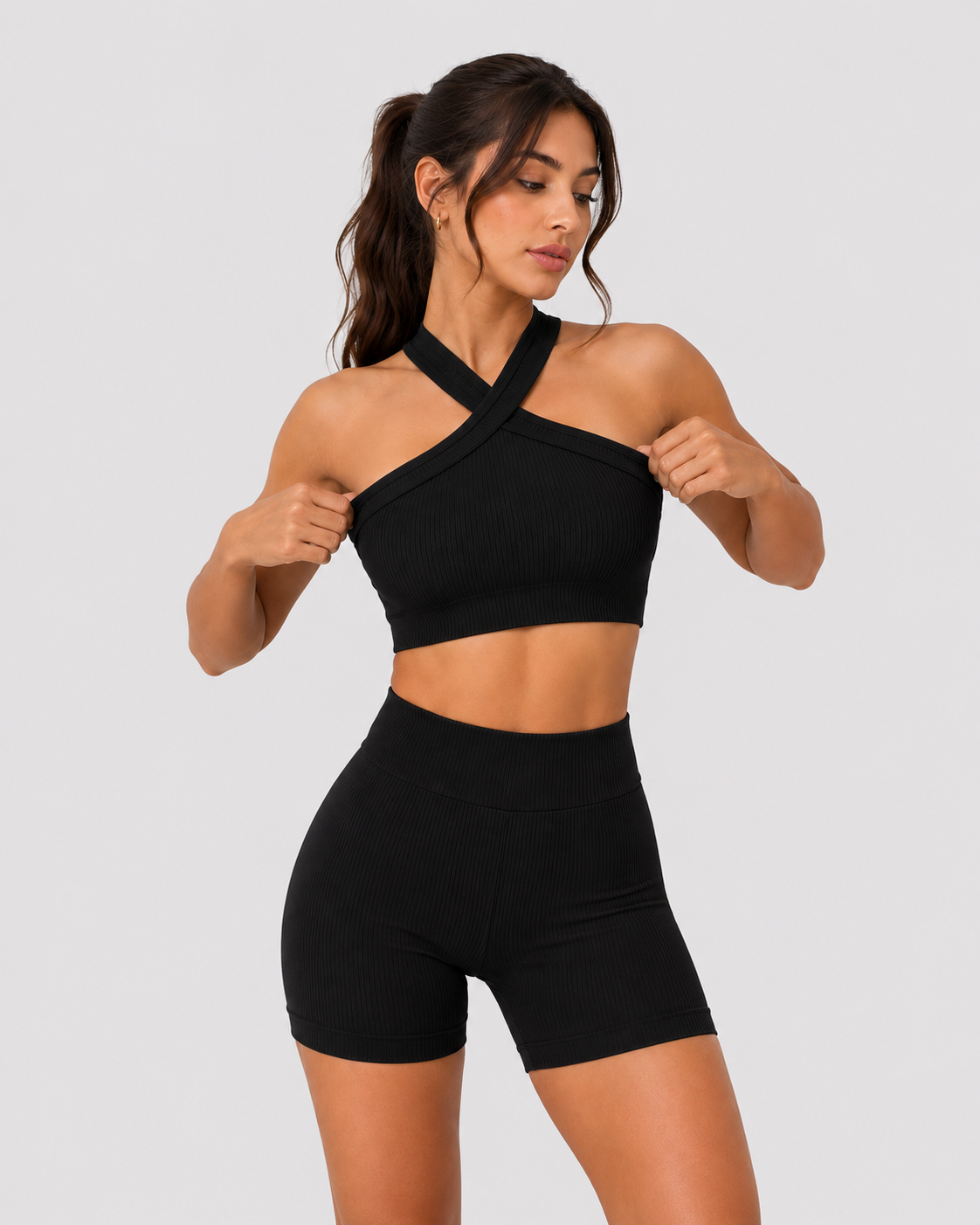 High Waist Shorts Set