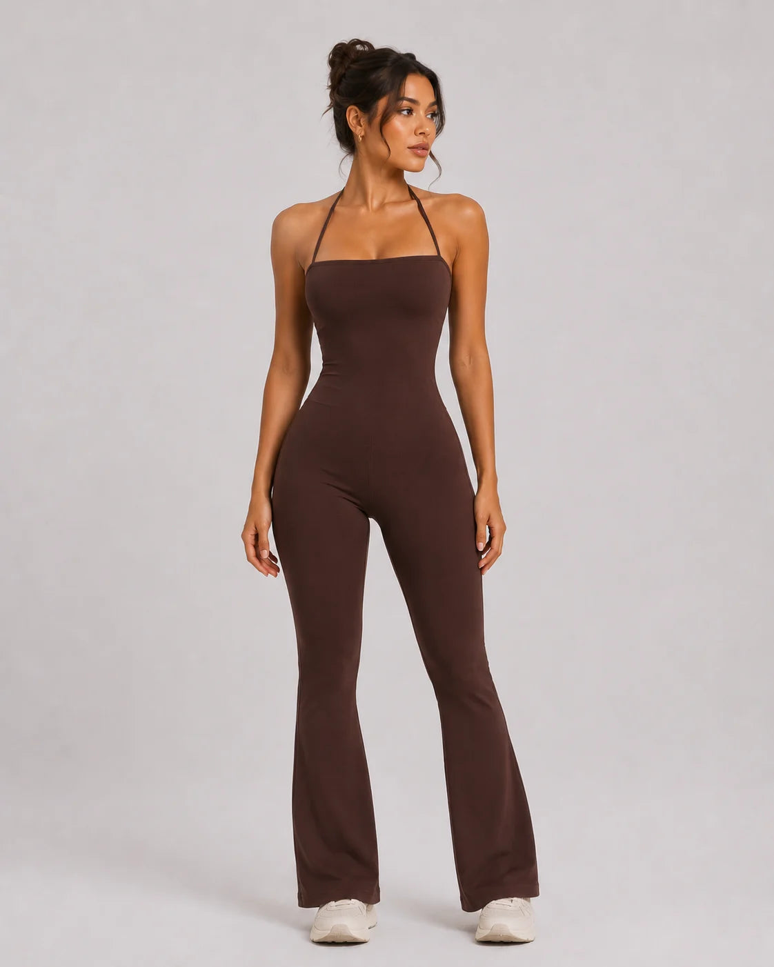 Sleeveless Yoga Jumpsuit Backless Flared Gym Outfit