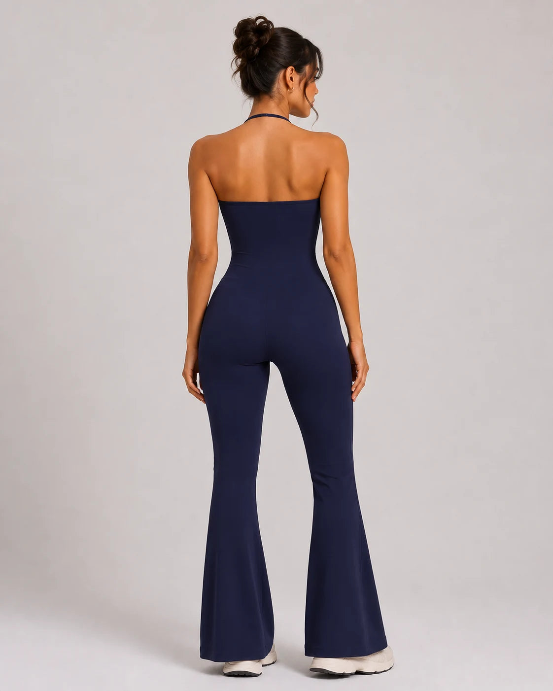 Sleeveless Yoga Jumpsuit Backless Flared Gym Outfit
