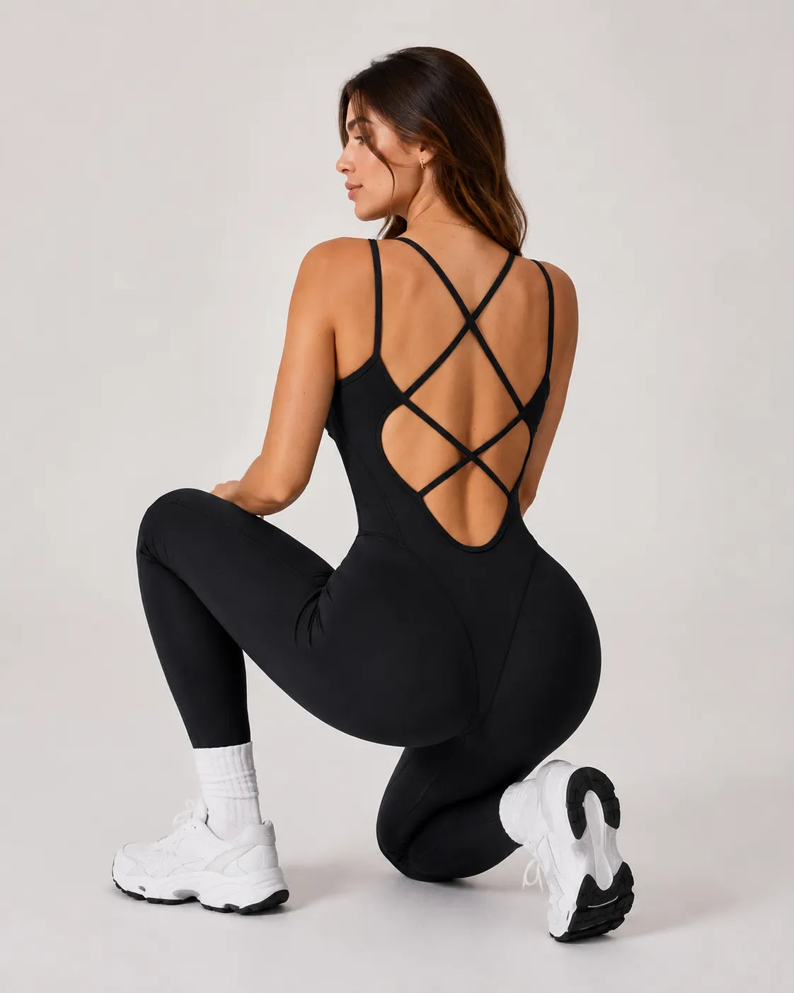 Cross Back Yoga Jumpsuit Push-Up Fitness Bodysuit
